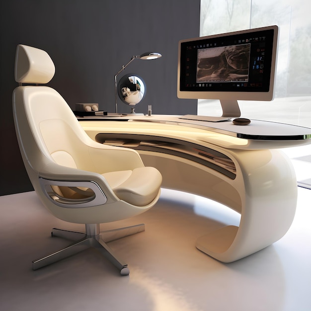 Faites L'expérience D'un Ensemble De Chaise De Bureau D'ordinateur élégant  Et De Luxe Futuriste Avec Des Fonctionnalités Avancées De Haute Qualité