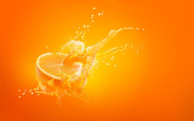 Faites glisser un morceau de goutte d&#39;orange coupée avec de l&#39;eau