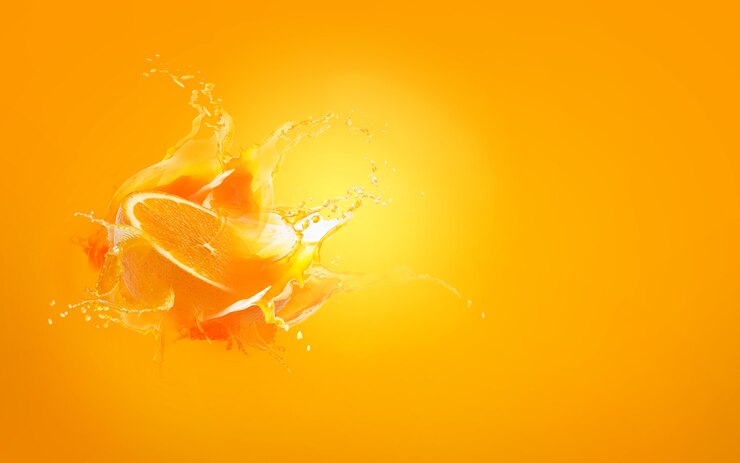 Photo faites glisser un morceau de goutte d&#39;orange coupée avec de l&#39;eau
