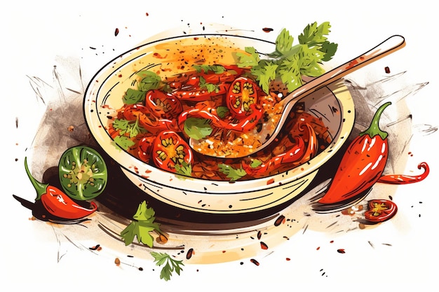 Fajita salsa dessinée à la main