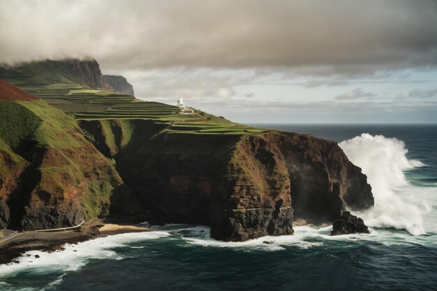 Photo des falaises hautes dans les îles féroé basalte vertigineux