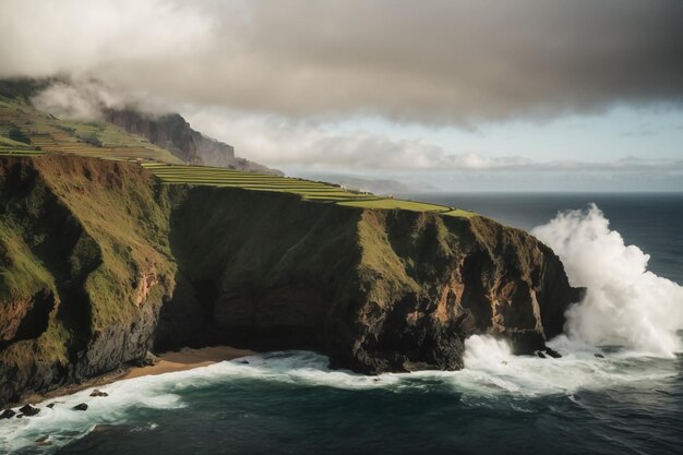 Photo des falaises hautes dans les îles féroé basalte vertigineux