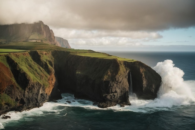 Photo des falaises hautes dans les îles féroé basalte vertigineux