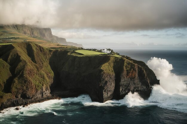 Photo des falaises hautes dans les îles féroé basalte vertigineux