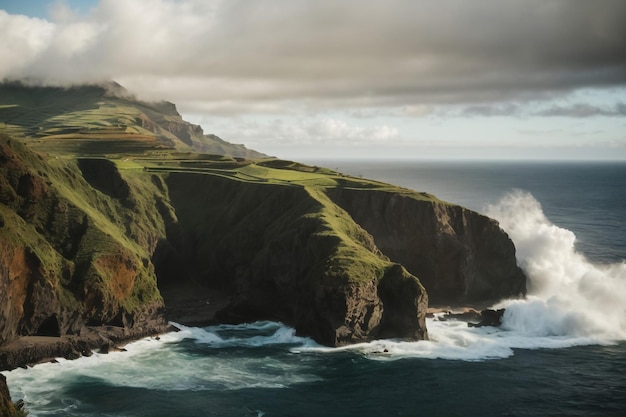 Photo des falaises hautes dans les îles féroé basalte vertigineux