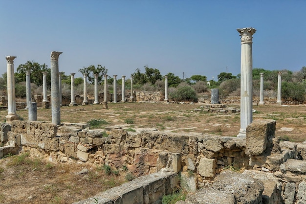 Famagouste République turque de Chypre du Nord colonnes à ruines de la ville antique de Salamine