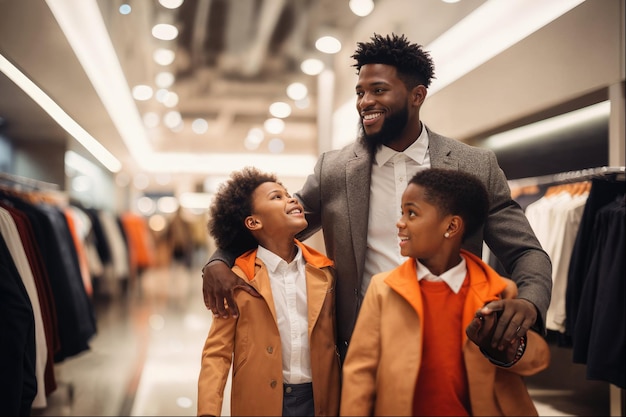 Une famille achète des uniformes scolaires