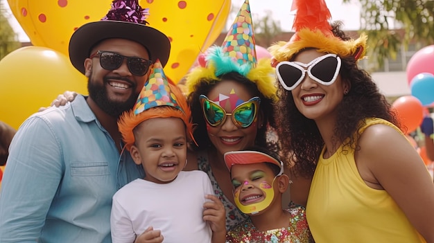 La famille adopte l'atmosphère festive et festive d'un festival culturel coloré et dynamique Généré par l'IA