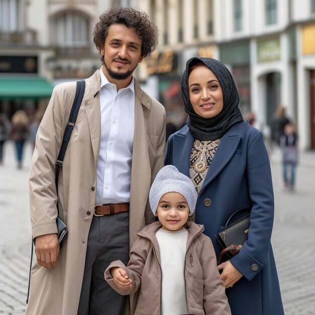 La famille arabe profite de son temps ensemble.