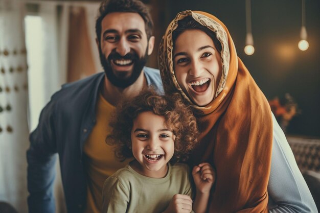 Photo famille arabe profiter de son temps ensemble