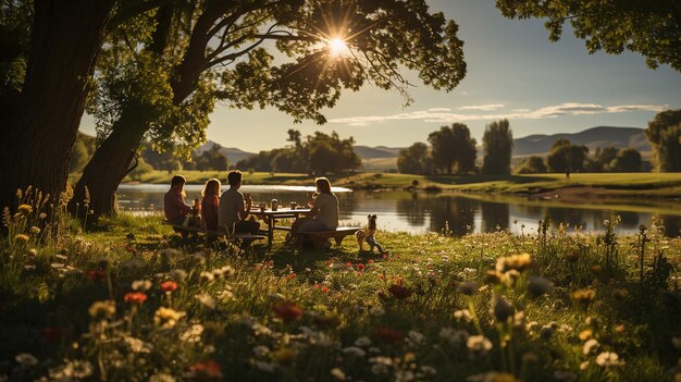 Famille dans le parc