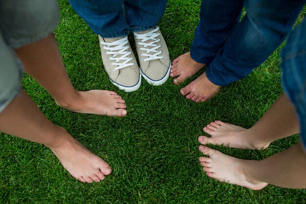 Famille, debout, herbe, Parc