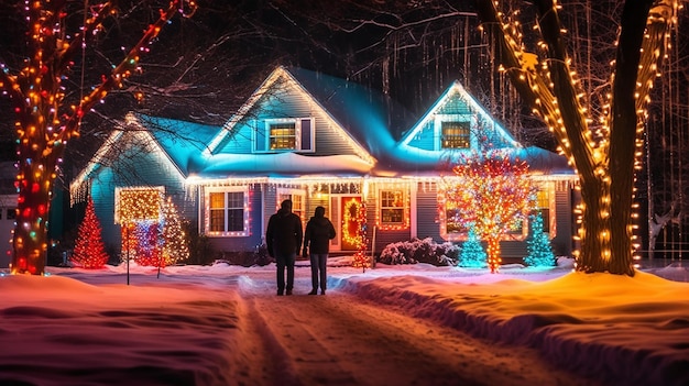 La famille décore la maison ensemble