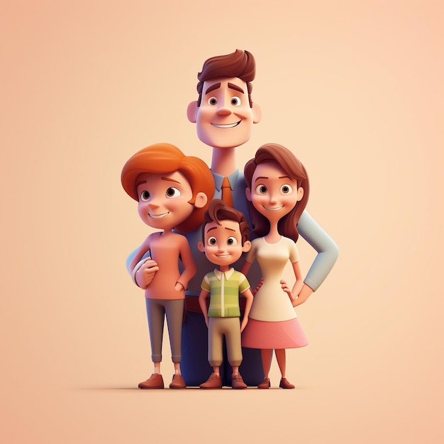 Famille de dessin animé 3D