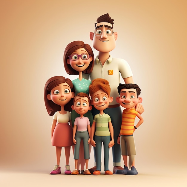 Famille de dessin animé 3D