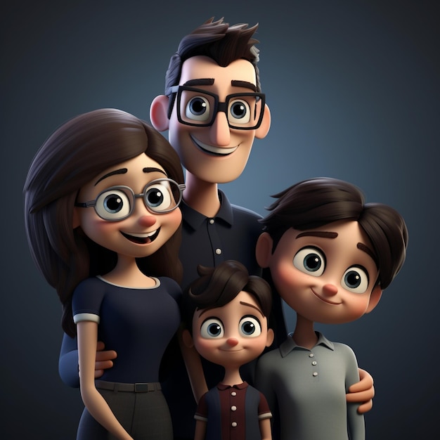 Famille de dessin animé 3D