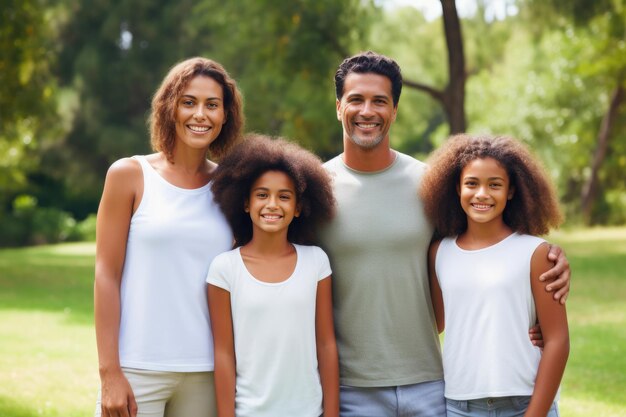 Une famille diversifiée profite de l'été dans le parc