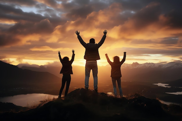 famille du lever du soleil Une image générée