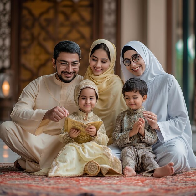 une famille à Dubaï célébrant l'Eid