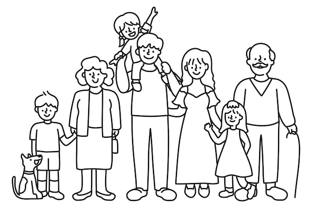 Famille étendue autocollant png caractère fond transparent