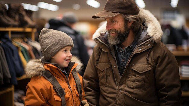 Une famille faisant du shopping pour des vêtements d'hiver