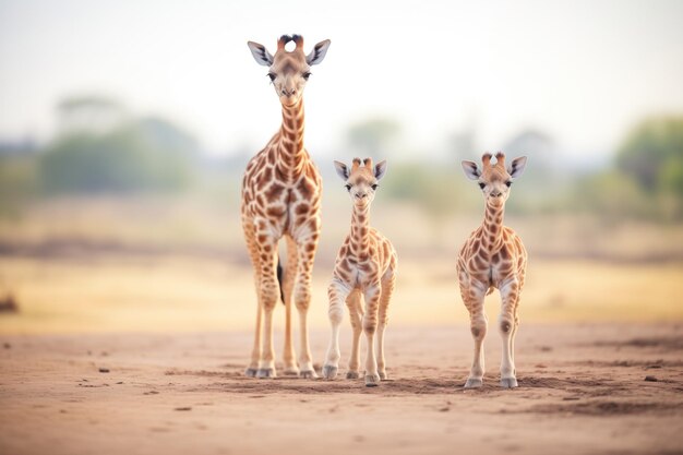 Une famille de girafes avec un petit veau.