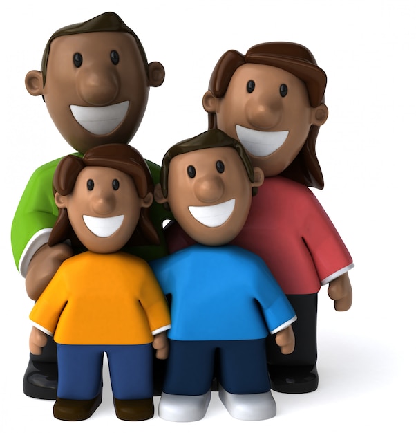 Famille heureuse - Illustration 3D