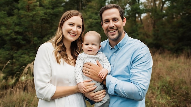 Une famille heureuse avec leur premier enfant