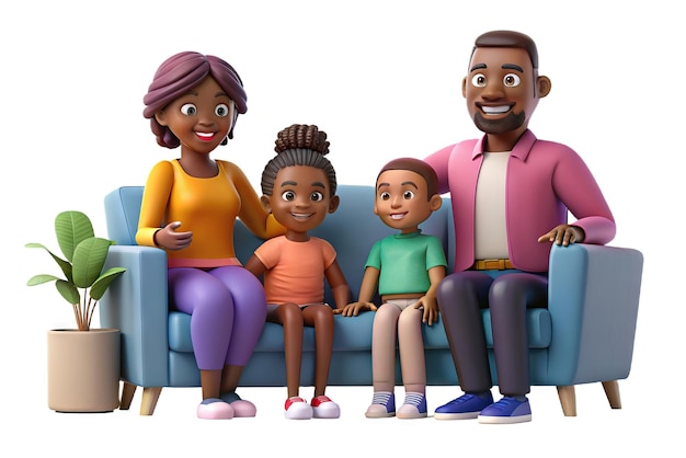 Photo une famille heureuse à la maison 3d