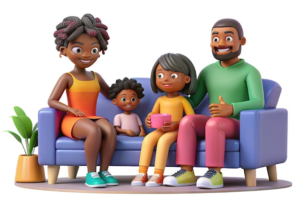 Photo une famille heureuse à la maison 3d