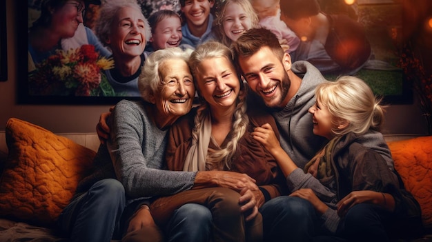 Photo famille heureuse avec des parents âgés