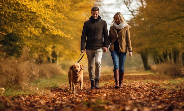 Famille heureuse en partie avec chien