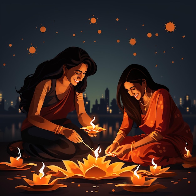 Photo une famille hindoue heureuse célèbre le festival des lumières de diwali diwali ou dipawali est la fête de l'inde