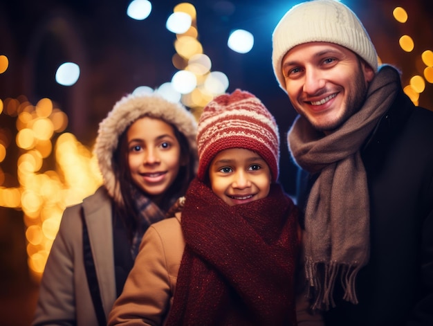 Photo la famille interraciale aime célébrer le réveillon de noël ensemble