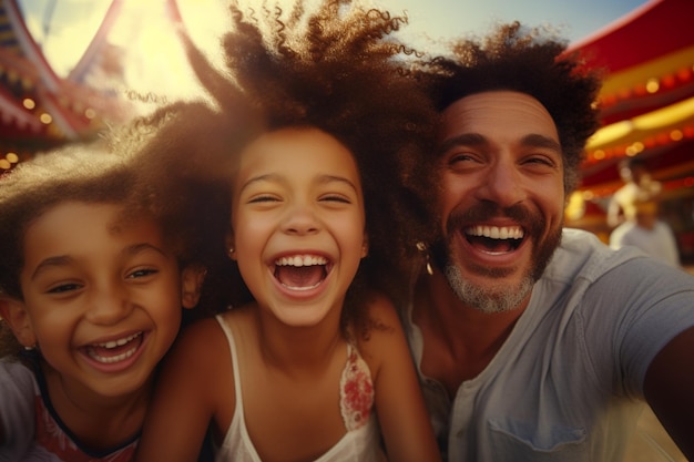 Photo une famille interraciale profitant d'une journée à un amuseme 00171 00