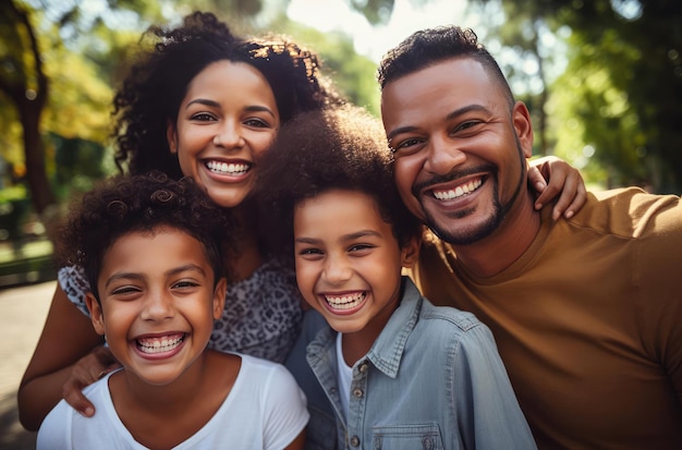 Une famille joyeuse avec des enfants