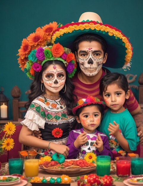 La famille mexicaine célèbre la joyeuse journée