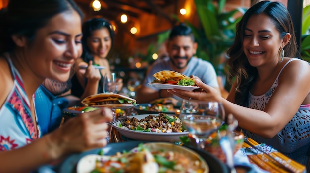 Une famille mexicaine mange de délicieuses quesadillas.