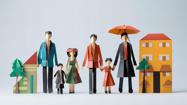 Une famille d'origami dans la rue