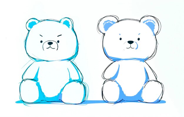 Photo famille d'ours en peluche sur un fond blanc