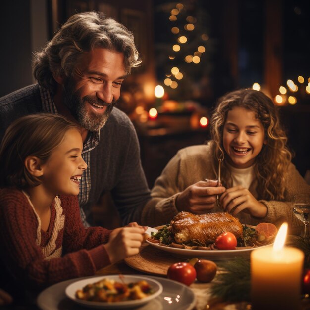 Une famille partageant un dîner de fête