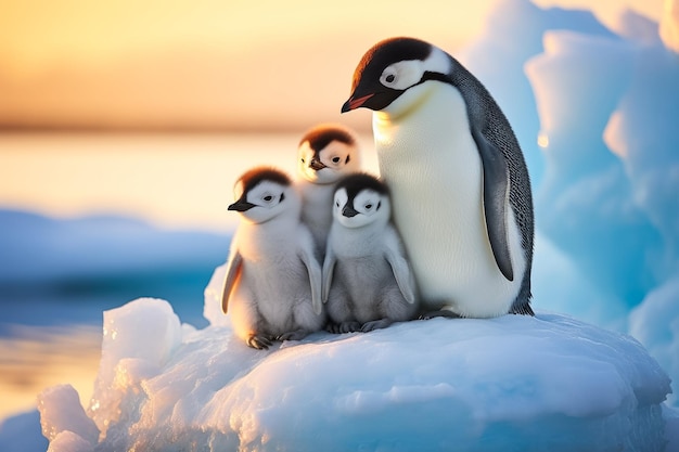 Famille de pingouin mignon