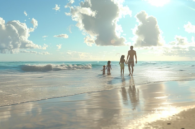 Une famille profitant d'une journée à la plage.