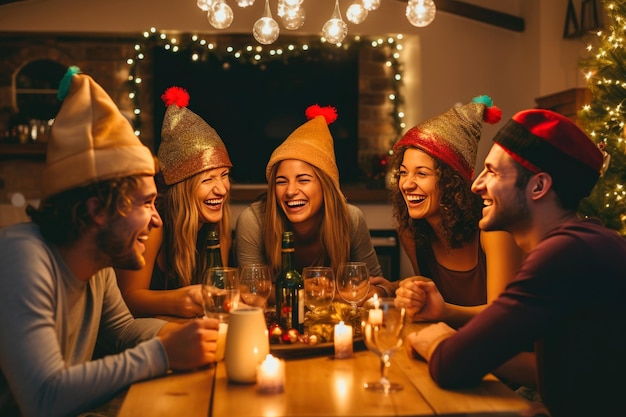 Famille profitant de Noël à la maison