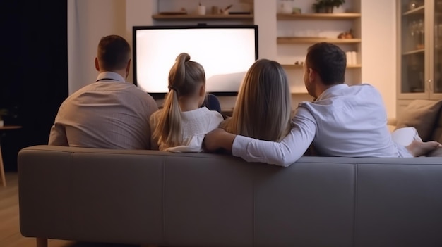 Famille regardant la télévision Illustration AI GenerativexA