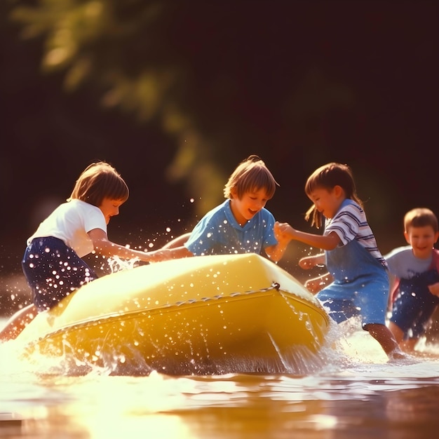Famille s'amusant pendant les vacances d'été Les gens sautant dans la piscine Concept de vie actif Spr