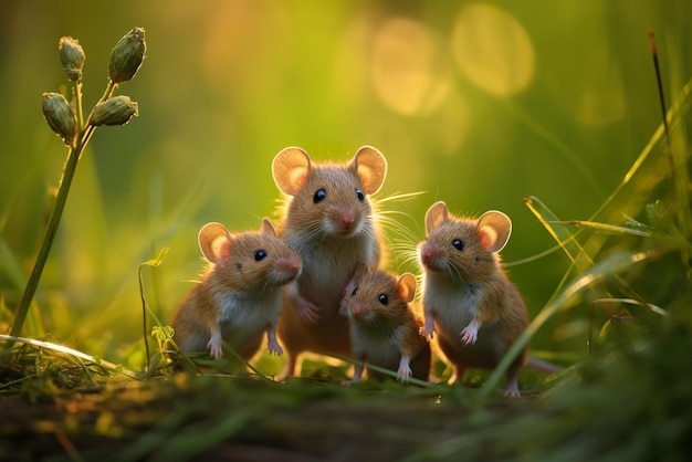 Famille de souris avec des petits