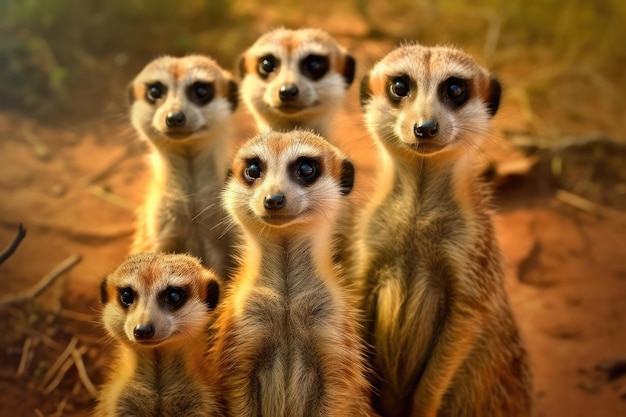 Photo famille suricate suricate ai générative