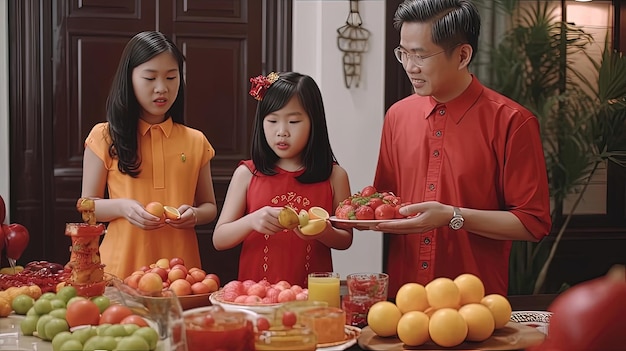 Les familles lunaires se réunissent pour célébrer leur héritage et leurs traditions à travers la musique culinaire et la narration Généré par l'IA