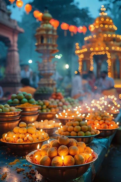 Des familles prient dans un temple hindou pendant la fête de Ganes